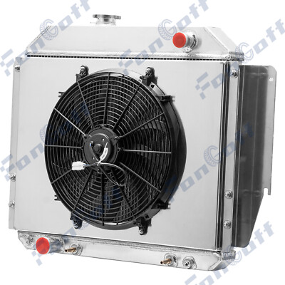 4 Row Radiator Shroud+Fan FOR 1979-1991 90 Ford E100/E150/E250/E350 5.0L/5.8L V8