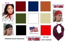 Hav-A-Hank USA Made SOLID COLOR 22"Cotton BANDANA Head Wrap Face Mask Neck Scarf