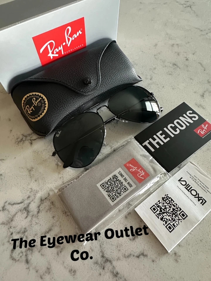 Store Display Rayban Aviator Black RB3025 Standard 58mm Large 62mm Men / Women - Image 2 of 4