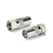 2-Pack F Male to DVB-T Jack RF Connector Adapter for DVB-T TV-Tuner Antenna