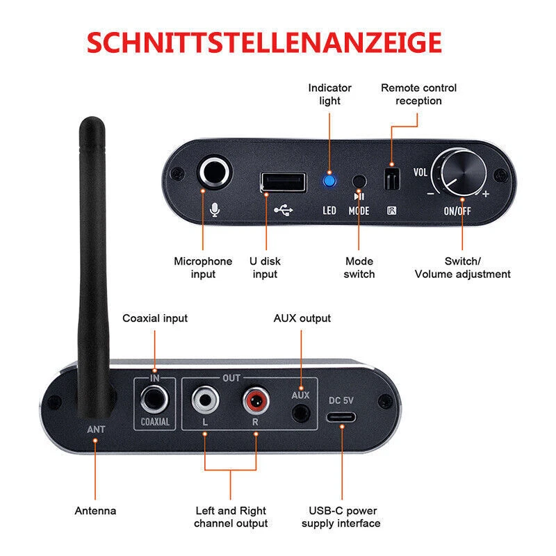 Bluetooth 5.2 Audio Adapter Receiver HiFi Receiver Music MIC with Remote - Image 4 of 4