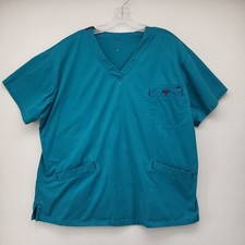 COUTURE Women's Scrub Top Green Size 2XL 2 X-LARGE Pullover Short Sleeve Nurse