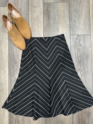 David Meister Women Black White Fully Lined Full Skirt Size 4