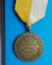 MEDAGLIA RICORDO  II CENTENARIO DELLA TRASLAZIONE 1897 con nastro giallo bianco