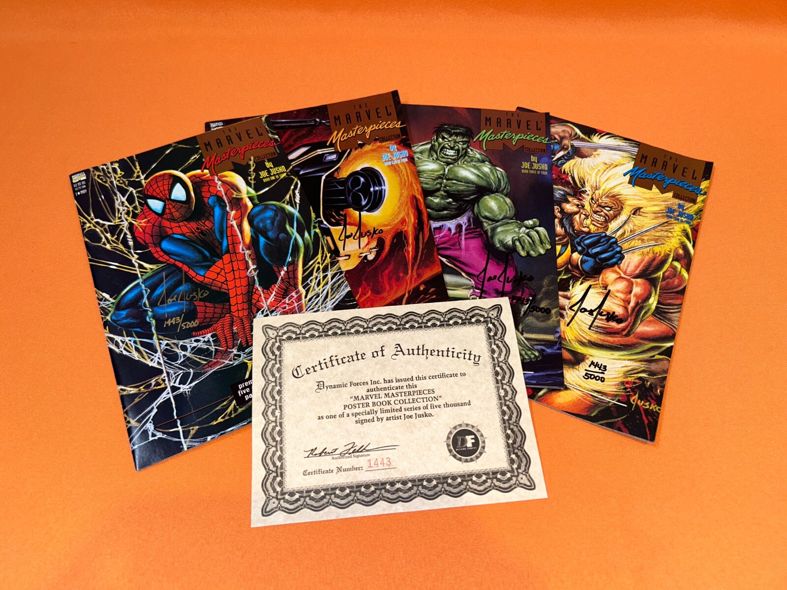 MARVEL MASTERPIECES COLLECTION 1 2 3 4 JOE JUSKO SIGNED w/COA