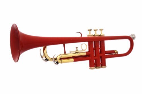 TROMPETE ROT MESSING Neu Bb FLACHE trompetenfreie HARTSCHALE + Mundstück - Bild 1 von 5