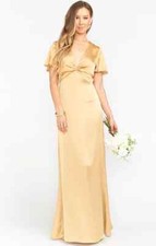 NWT Show Me Your Mumu Rome Twist Maxi Gown True Gold Luxe Satin XS $198