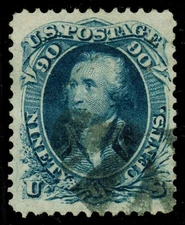 [st7224] USA 1861 Scott#72b used 90¢ Washington "very dark blue" SUPERB !!!