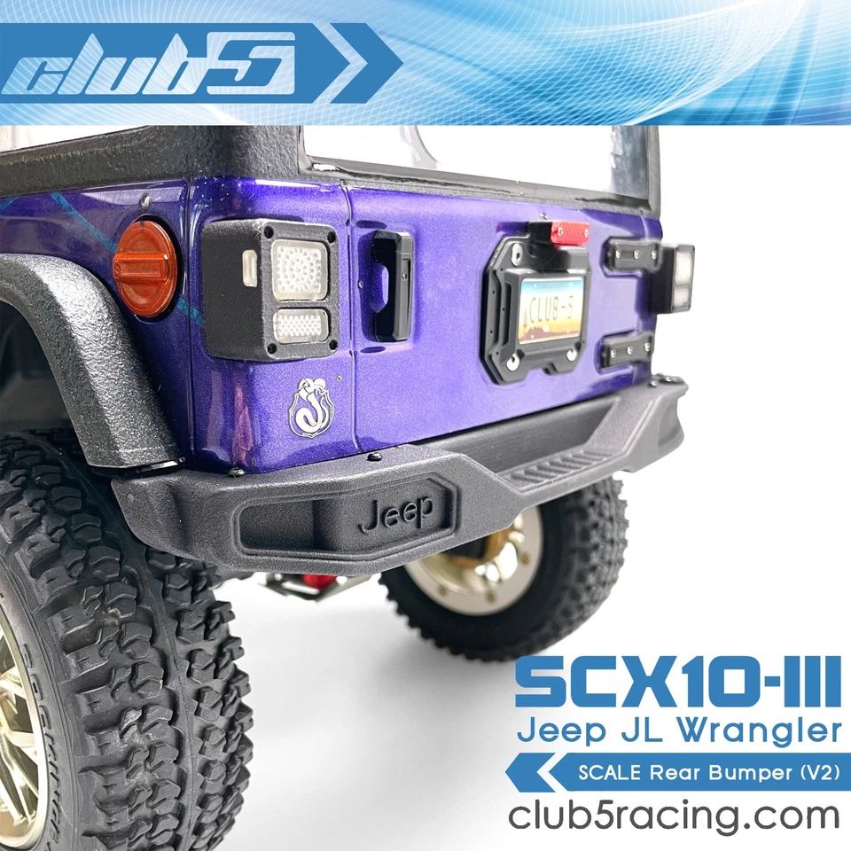 Scale Jeep Rear Bumper for Axial SCX10 III JL Wrangler ( V2 ) - Image 2 of 4