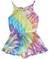 Lucy girls rainbow tie dye scalloped romper XL 16 