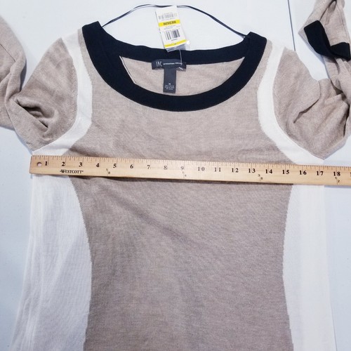 International Concepts Shirt Women Size Medium NEW Open Back Tan White Black - Picture 13 of 18