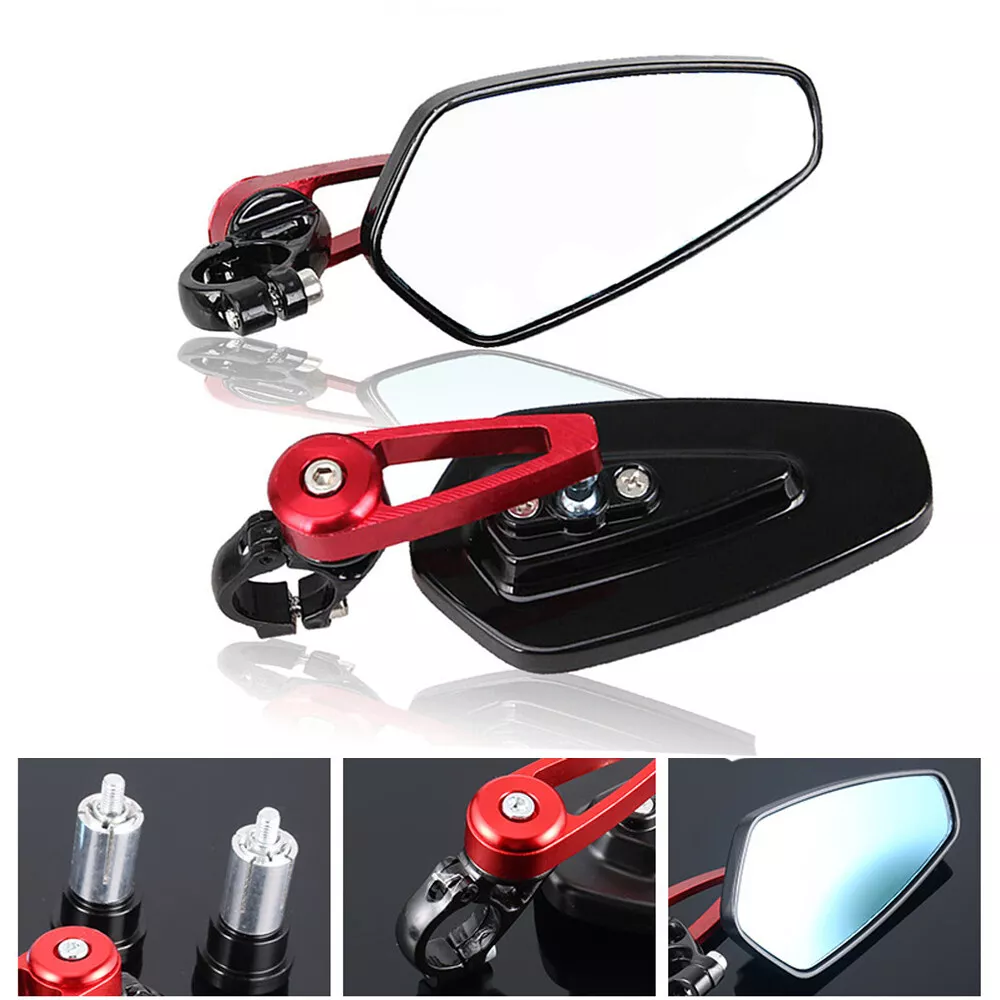7 8 Universal Motorcycle Bar End Rear View Side Mirrors Red