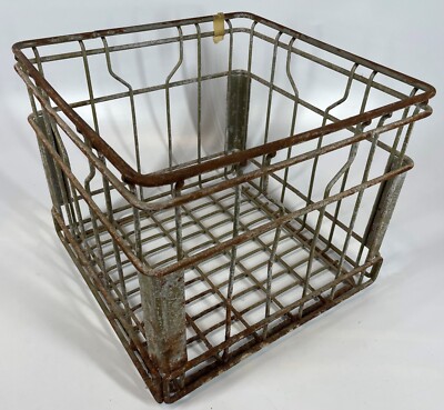 Vintage BORDENS Square Metal Steel Cube Wire 13