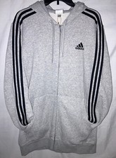 NWT Men's Reg/B&T adidas Essentials 3-Stripe Full Zip Fleece Hooded Sweatshirt