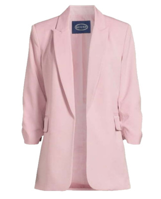 Scoop Blazer Jacket Women's Pink Scrunch Sleeve Peak Lapel Stretch XXL (20)