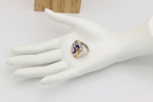 ARTIST RING SILVER 925 ITALY MADE INSPIRED BY FAMOUS ARTIST ENAMEL RING SIZE 7 - Picture 2 of 12