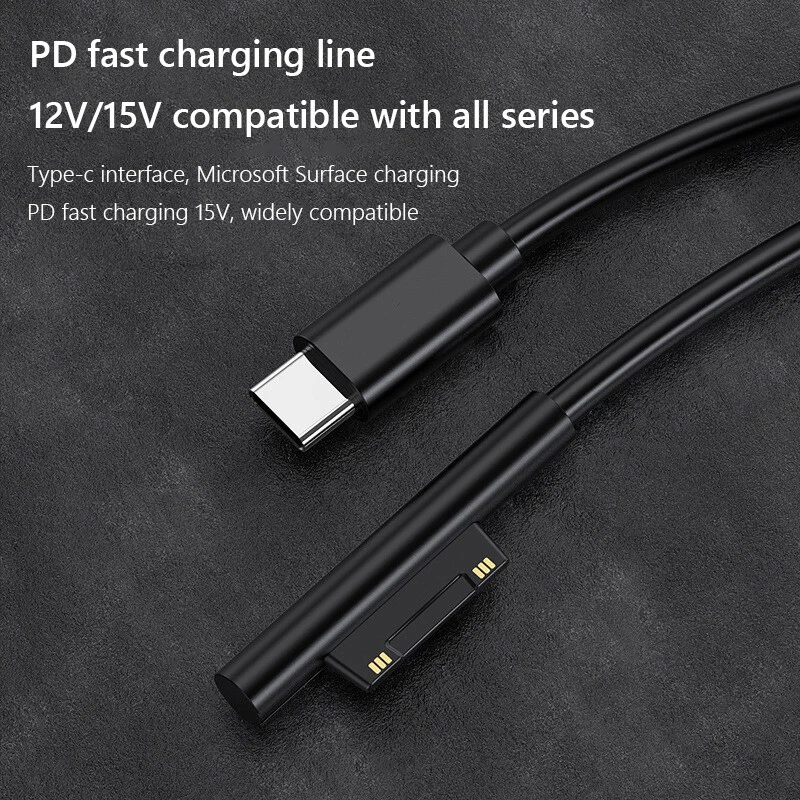 USB Type C Power Supply PD Fast Charger Adapter Cables for Microsoft Surface Pro - Image 4 of 4
