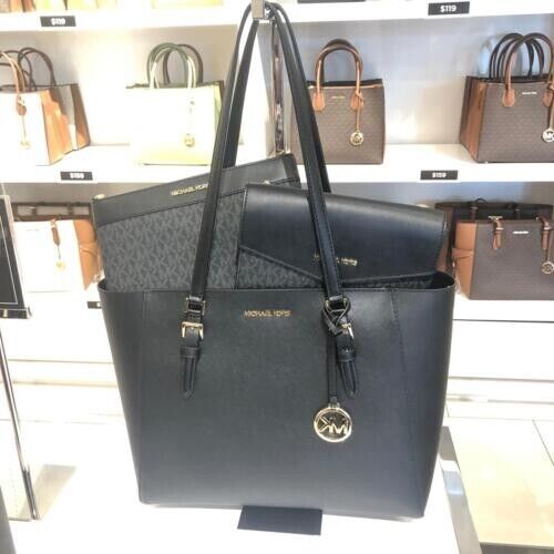 Michael Kors Bags | Michael Kors Charlotte LG Tote Bag 3 in 1 Leather Shoulder Bag | Color: Black/Gold | Size: Large | Shoeworlddd's Closet