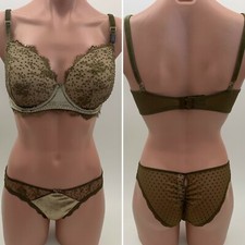 Victoria's Secret Dream Angels Lined Demi Bra 32D /Cheekini XXS Green Set NWT