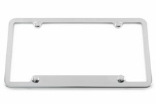 Real Chrome Plated Notched Bottom License Plate Frame and Hardware - Made in USA