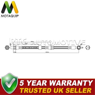 Motaquip Front Brake Hose Fits Mazda 323 626 MX-3 MX-6 Ford Probe