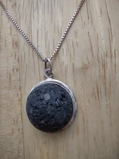 BLACK LAVA SILVER PENDANT NECKLACE