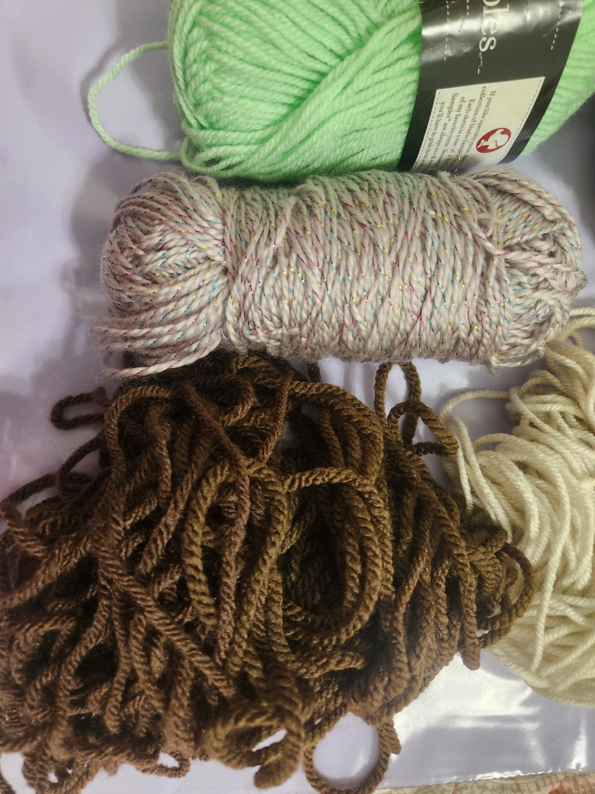 Assorted Yarn Lot Bundle Mixed Partial Skeins Scraps Craft Destash Used - product detail image 3