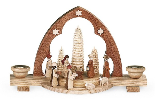 Lichterbogen Schwibbogen Christi Geburt Spitzbogen Natur (Lxbxh):30X10X18Cm-image