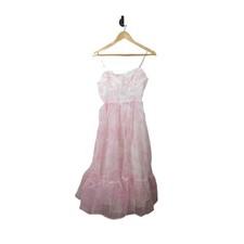 NWT Shein Mod Milkmaid Bustier Floral Chiffon Midi Dress White/Pink XS