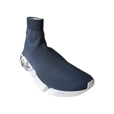 Balenciaga Speed 2.0 LT Rec Knit Graffiti Sole Sneaker Dark Blue