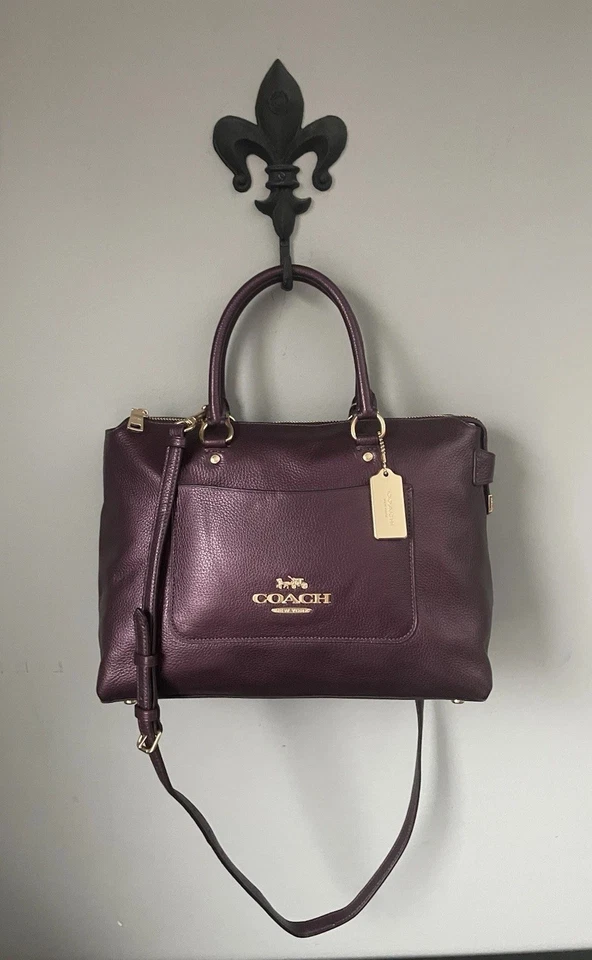 Bolso Bandolera COACH Emma Cartera Cuero Metálico Frambuesa/Herrajes de Latón Foto 4 de 4