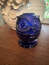 REAL Cobalt Glass Owl Fairy Lamp Made From Fenton Mold Uranium Glows, No Chips