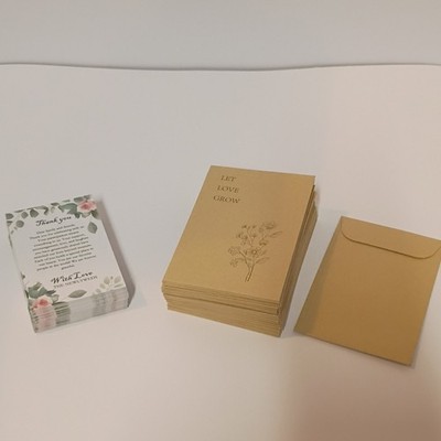 Let Love Grow Wedding Thank You Cards Seed Packet Floral Cards w/ Envelopes 50ct