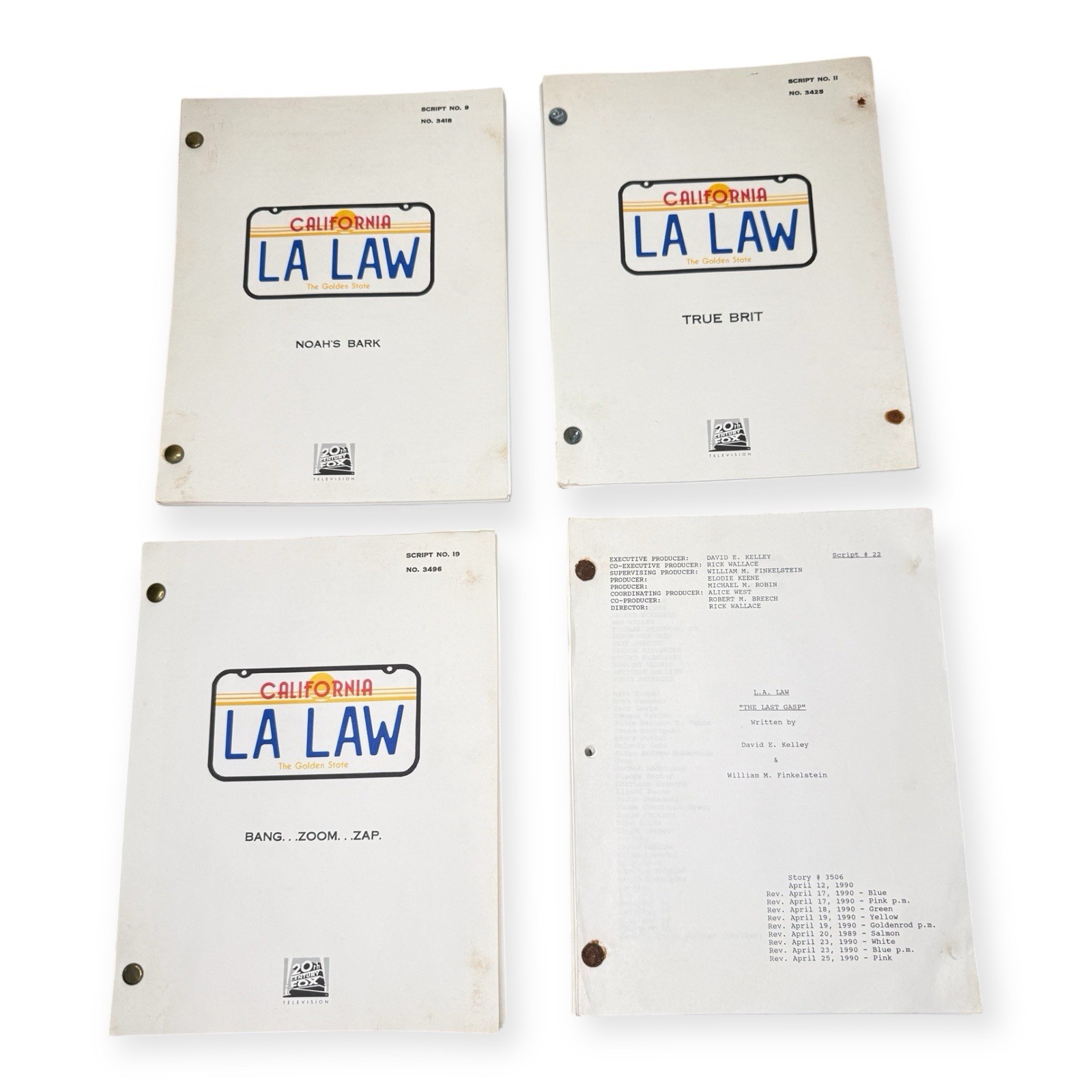 L.A. Law 1990 Original Production Script Lot of 4 David E Kelley Fox TV