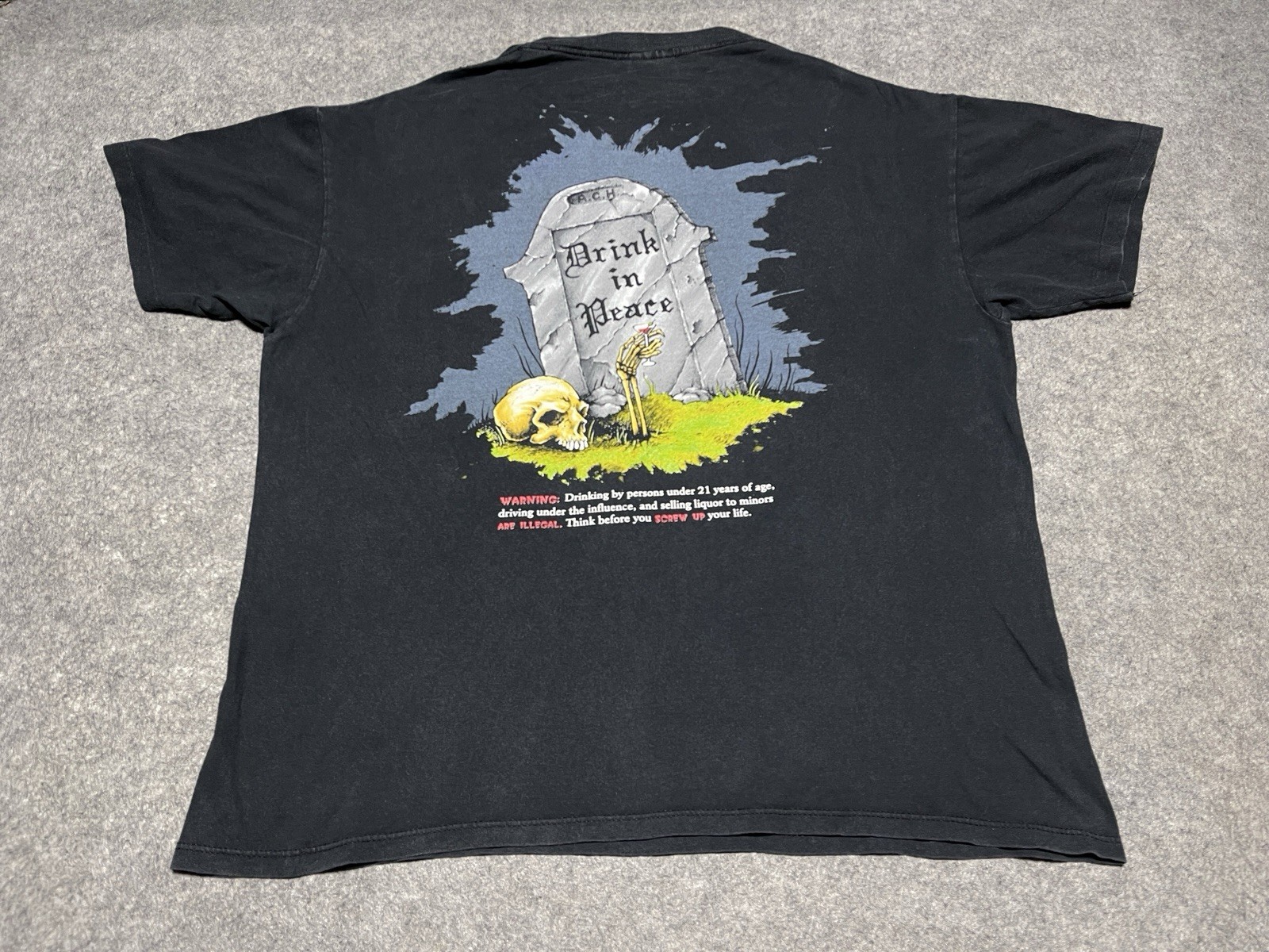 Vtg Black Death VODKA SLASH GnR Top Hat 1992 Single Stitch BROCKUM Shirt Baggy L image 9