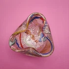 Vintage MCM Murano Italy Crackled "Tutti Frutti" Design Art Glass Bowl/Ashtray
