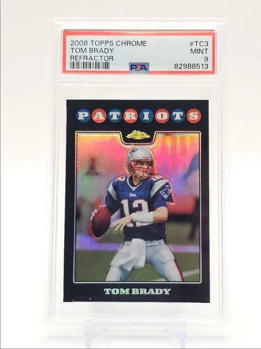 TOM BRADY 2008 TOPPS CHROME FOOTBALL PATRIOTS REFRACTOR D PSA 9 Q0004