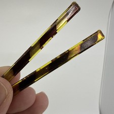 2 Vintage Signed Goody 3 Stay Tight Clasp Clip Hair Barrettes Faux Tortoise