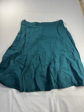 Vintage Y2K Teal Panel Flare Midi Skirt Made In USA Rayon Acetate Size 11/12