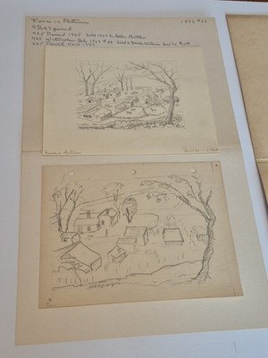 Darwin Follrath 1909-2000 Original Art Lot 2 Pencil Drawings From 1987 Farm Pics