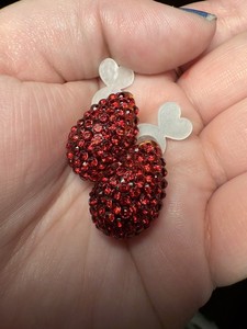 Authentic J.Crew Sugar Disco Hoop Earrings Radiant in Ruby Red Gold Plated CE964 NWT