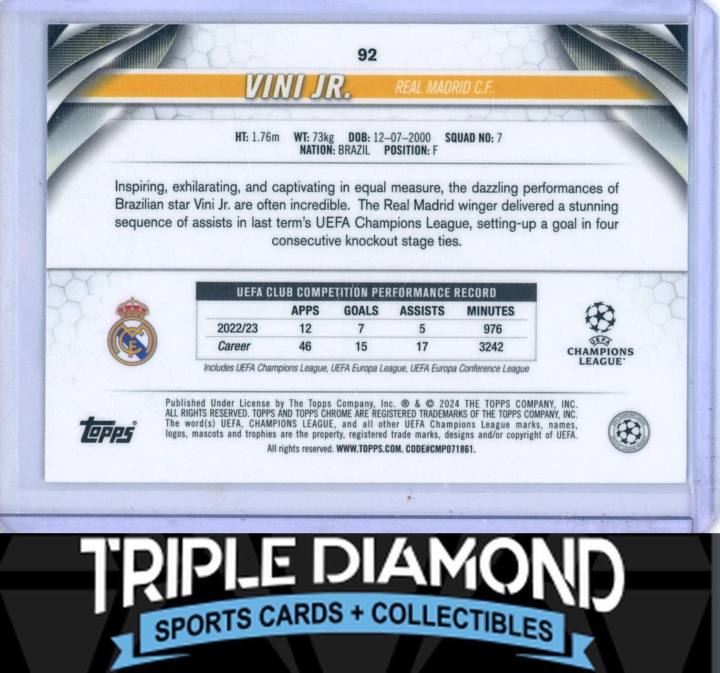 2023-24 Topps Chrome UCL Vini Jr. Color Match Refractor #84/99 Real Madrid T14 view 2