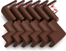 12-Pack Baby Proofing Corner Protectors, Pre-Taped, Brown