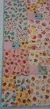 Handmade Baby/ Toddler Quilt 36"x41" Moda Cupcakes, pink, blue, multi-color