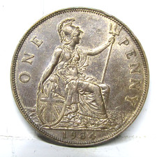 1934 One Penny Coin George V British - Excellent Grade With Lustre #316