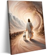 Jesus Leaves The 99 Sheep Canvas Wall Art Jesus And Lamb Picture Wall Decor C...