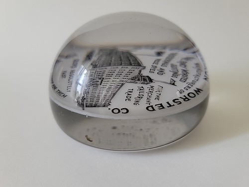 Antique Shackamaxon Worsted Co Philadelphia Pa Advertising Glass Paperweight - Picture 6 of 16