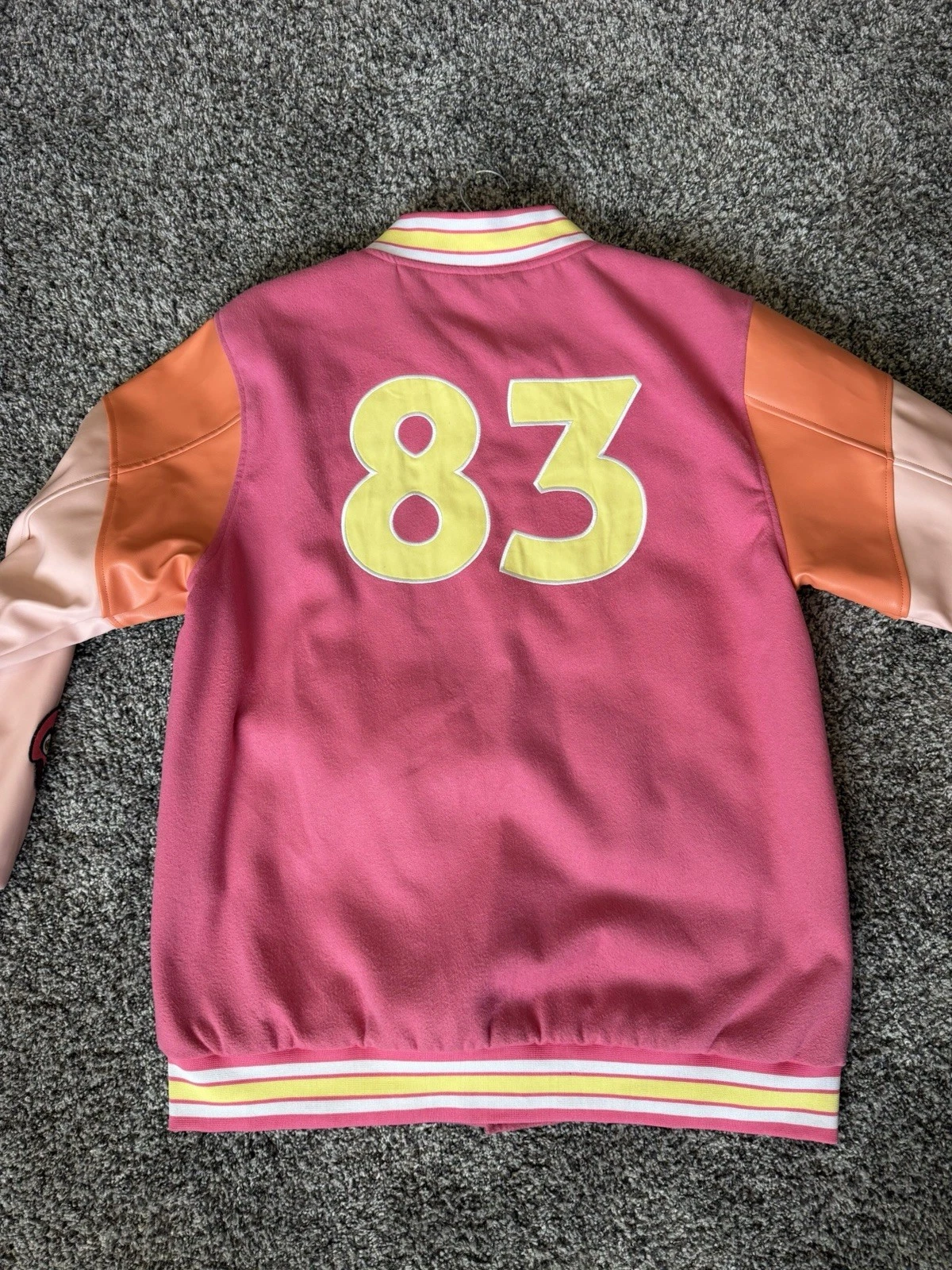 THEORYWEAR MENS FNAF Varsity Fleece Jacket XL Pink Embroidered Patch Pockets - product detail image 7