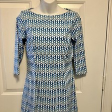 J McLaughlin Sz XS Dress Catalina Blue White Boat Neck Summer Comfort Women’s