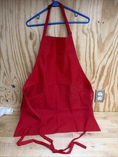 Red Butcher Bib Apron F8 Fame Fabrics 2 Pocket Adjustable Neck 34" L x 23" W